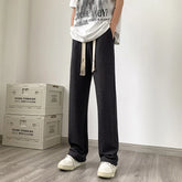Hearujoy Summer Pleated Pants Men Fashion Oversized Wide Leg Pants Men Japanese Streetwear Hip Hop Loose Straight Pants Mens Trousers